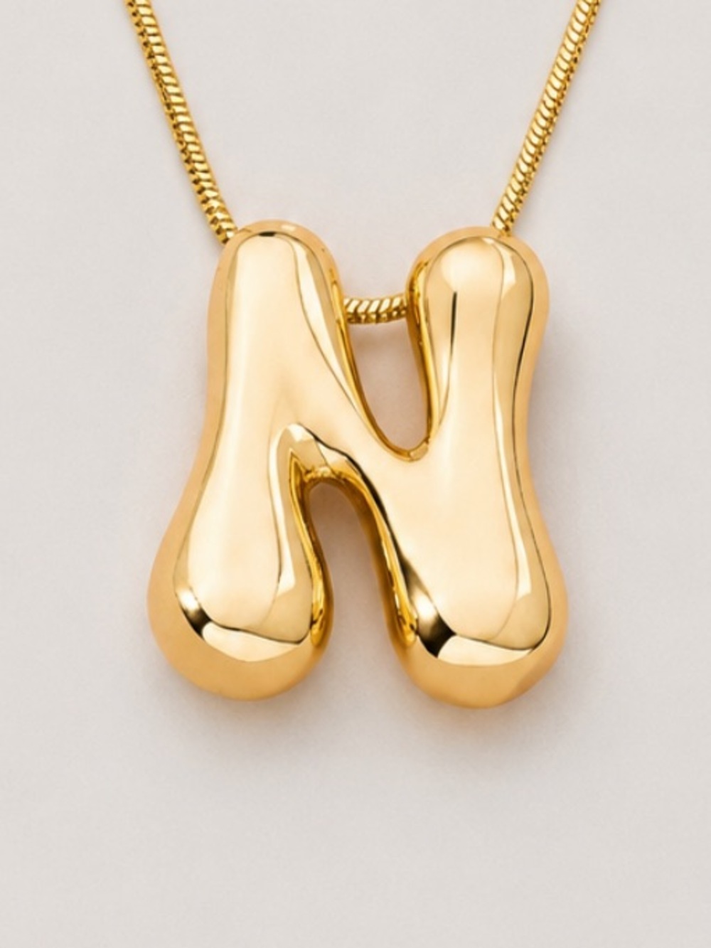 New! Gold Bubble Monogram Initial Letter Necklace NWOT